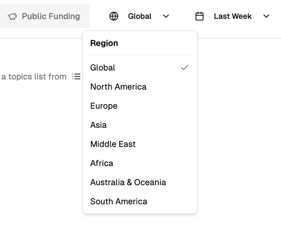 geographical region selector